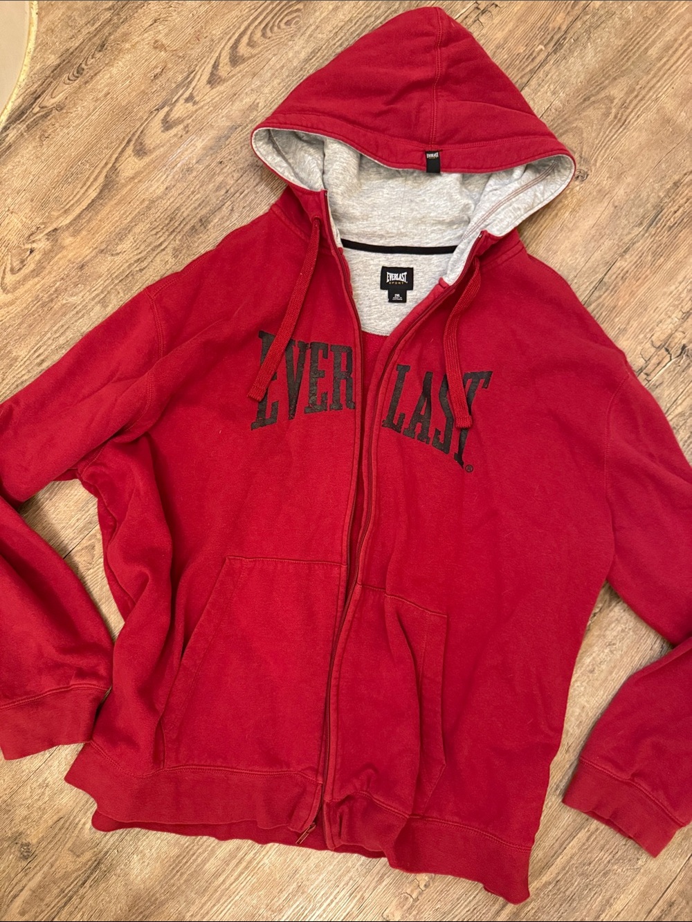 Everlast Red Full-Zip Hooded Sweatshirt with Contrast Lining